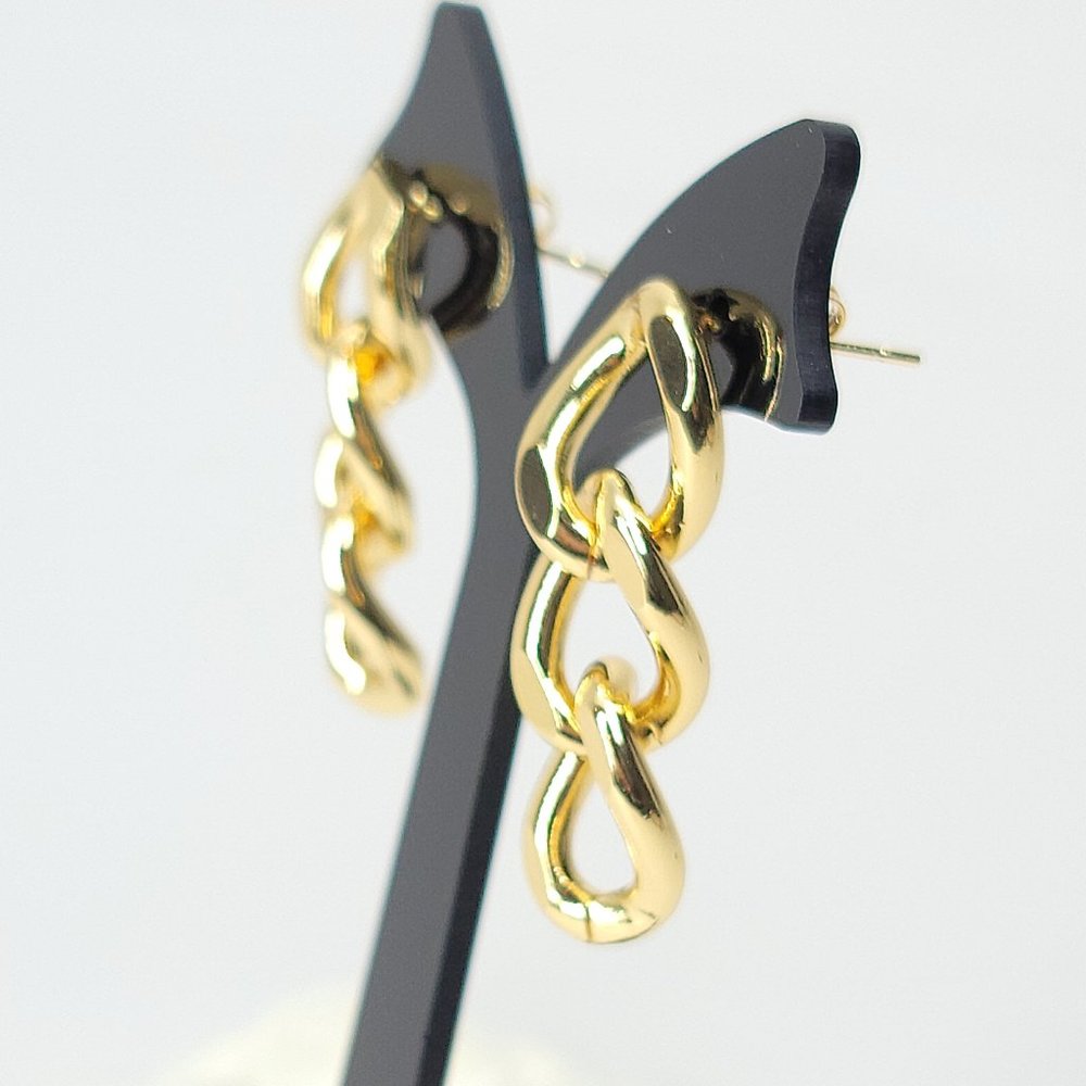 NWT Chic Curb Chain Dangle Drop Earrings NEW - Picture 8 of 10